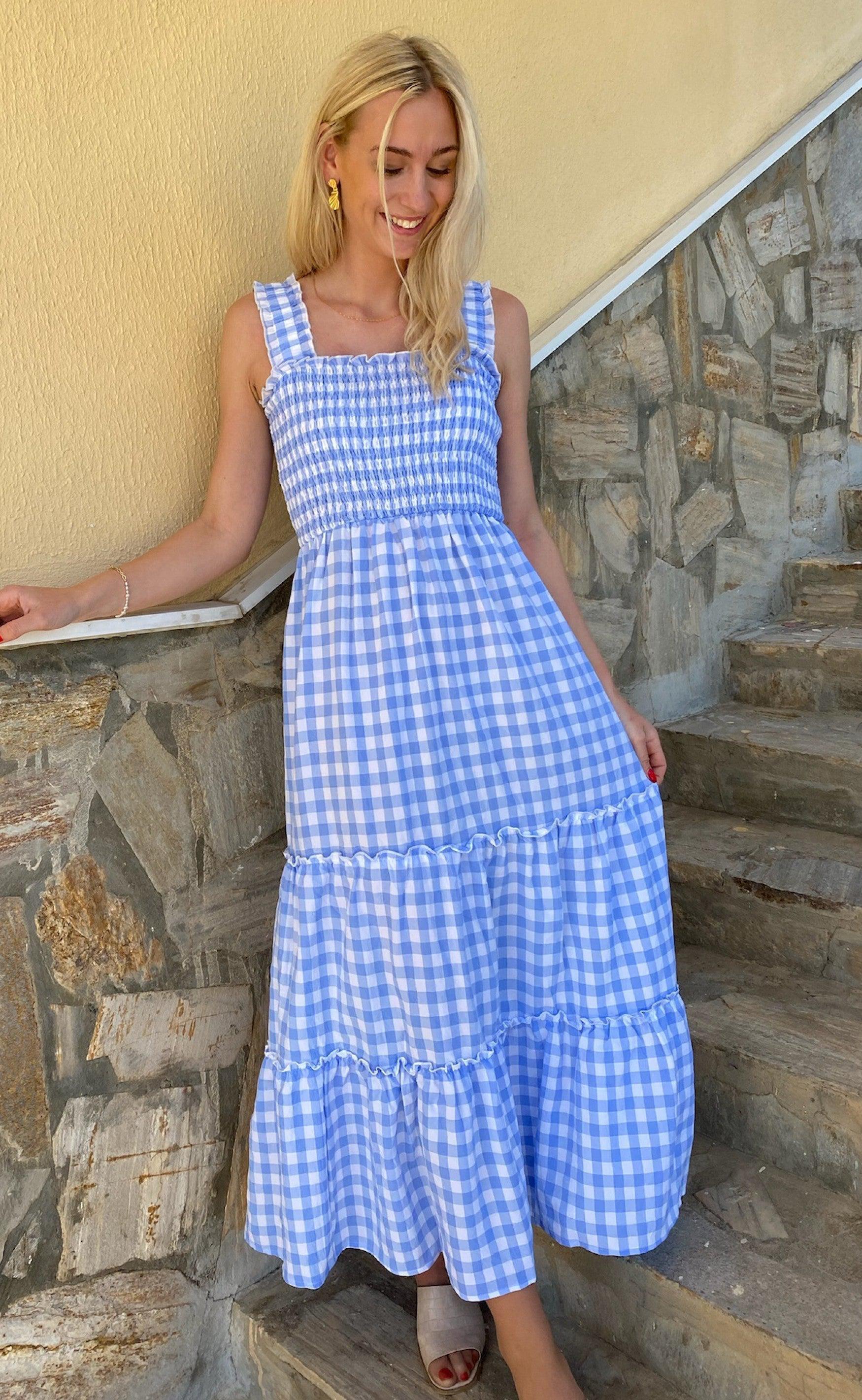 Say INA Copenhagen Kjole - Amber - Blue Check