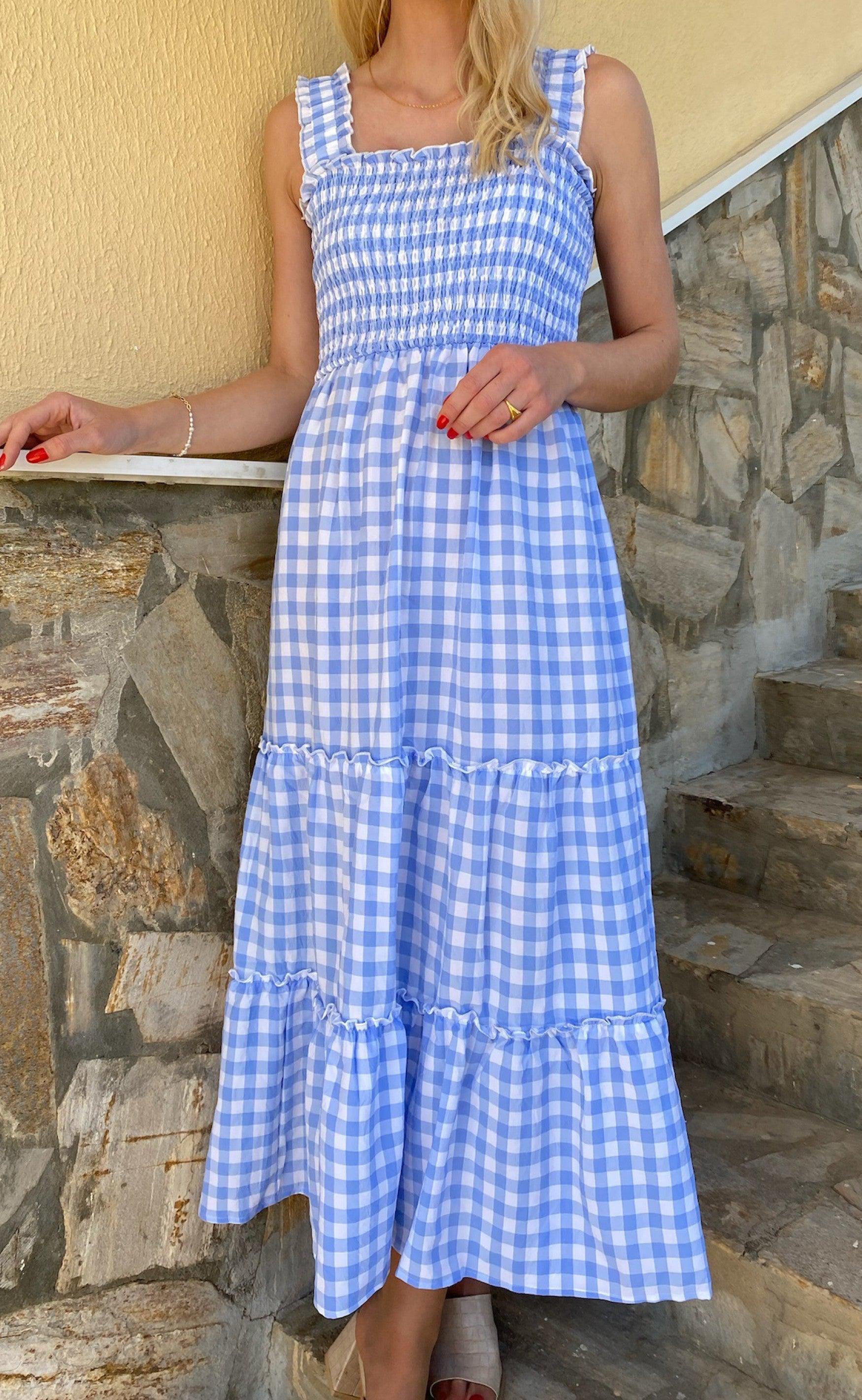 Say INA Copenhagen Kjole - Amber - Blue Check