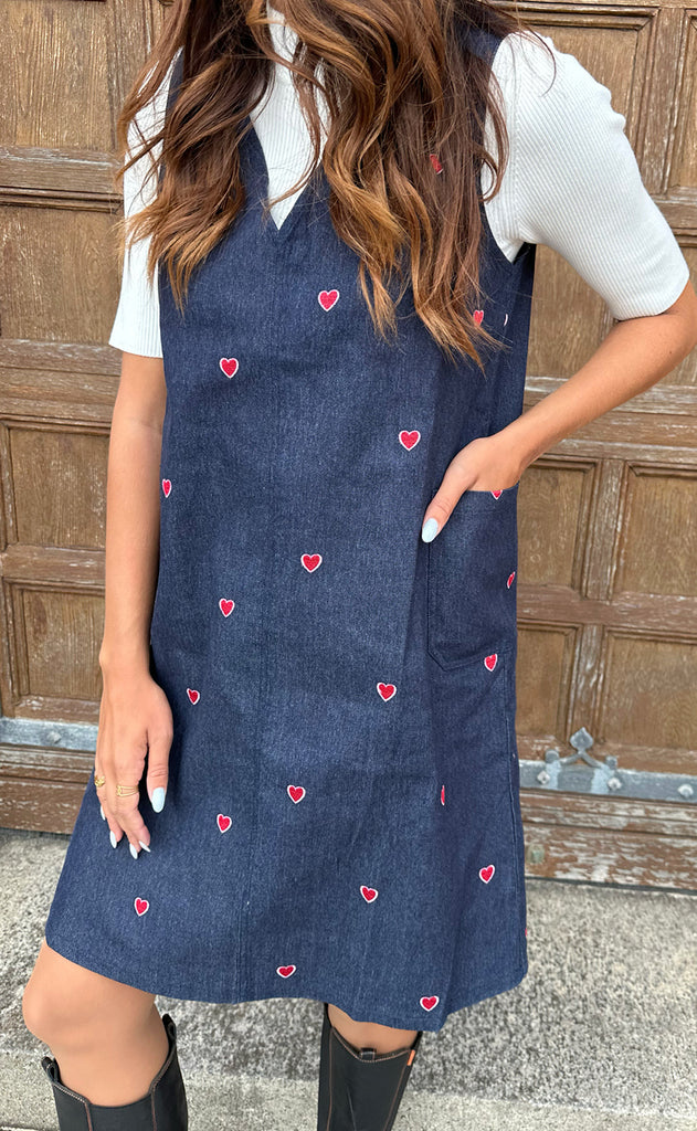Say INA Copenhagen Kjole - Ania Spencer - Dark Blue Denim W. Hearts