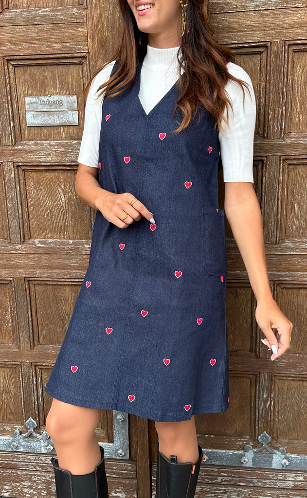 Say INA Copenhagen Kjole - Ania Spencer - Dark Blue Denim W. Hearts
