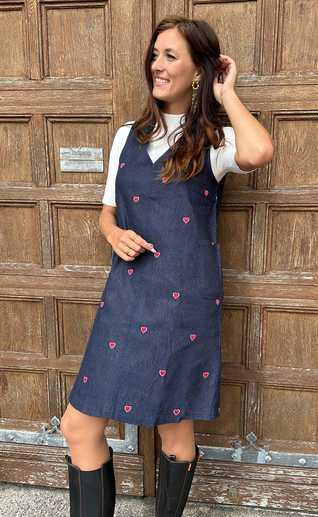 Say INA Copenhagen Kjole - Ania Spencer - Dark Blue Denim W. Hearts