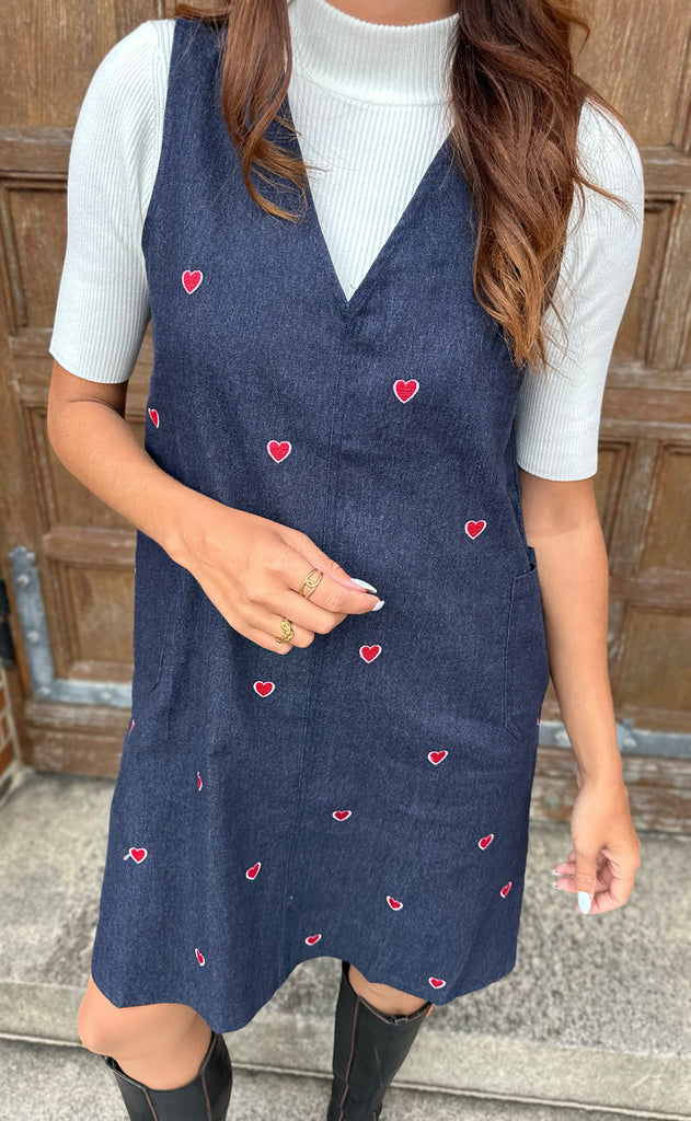 Say INA Copenhagen Kjole - Ania Spencer - Dark Blue Denim W. Hearts