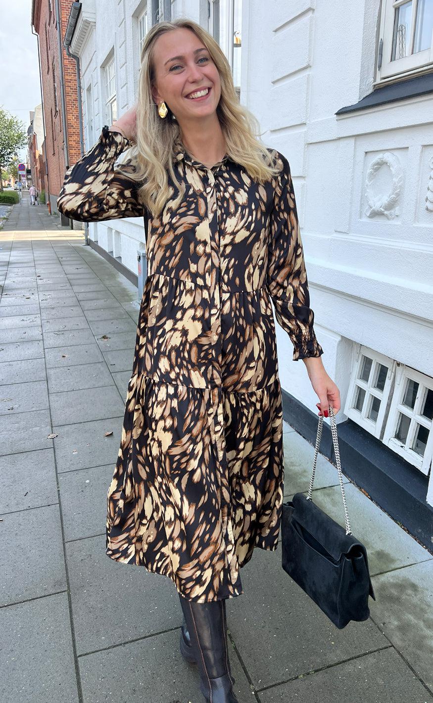 Say INA Copenhagen Kjole - Anna - Black/Brown Print