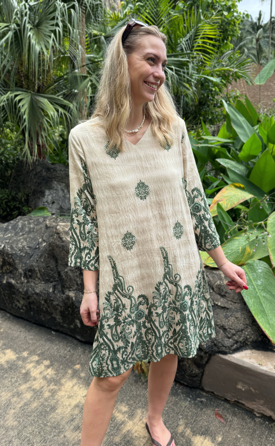 Say INA Copenhagen Kjole - Arianna - Green Paisley