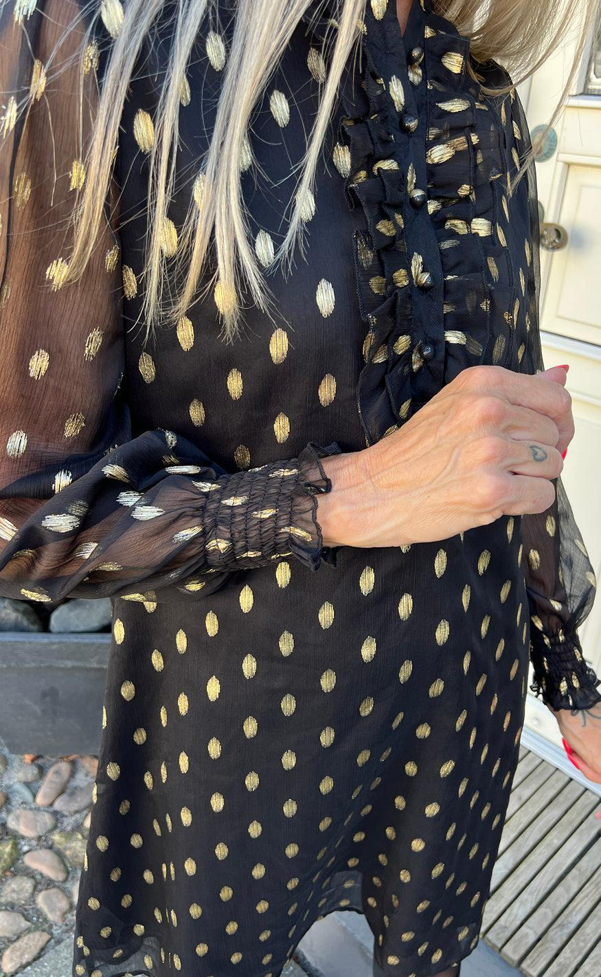 Say INA Copenhagen Kjole - Cami - Black W. Gold Dots