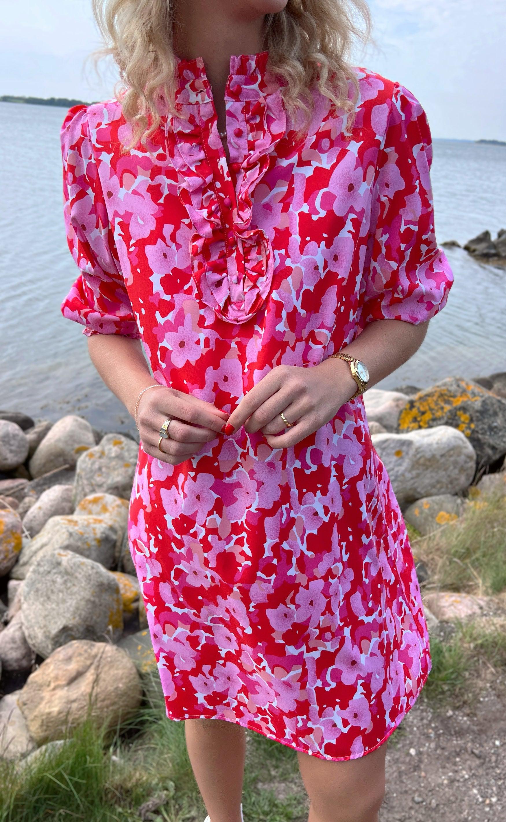 Say INA Copenhagen Kjole - Camilla - Pink/Red Flowers