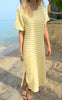 Say INA Copenhagen Kjole - Carolina Knit - White / Yellow Striped