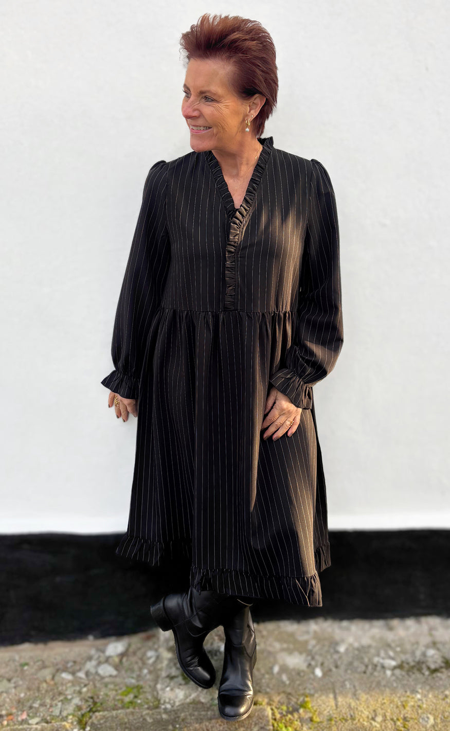 Say INA Copenhagen Kjole - Catja - Black Pinstripe