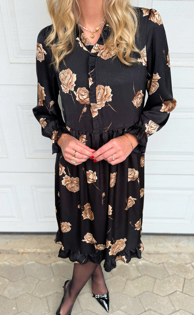 Say INA Copenhagen Kjole - Catja - Black W. Roses