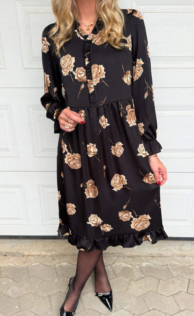 Say INA Copenhagen Kjole - Catja - Black W. Roses
