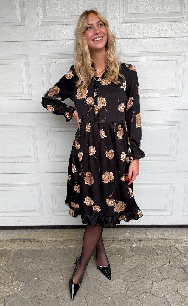 Say INA Copenhagen Kjole - Catja - Black W. Roses