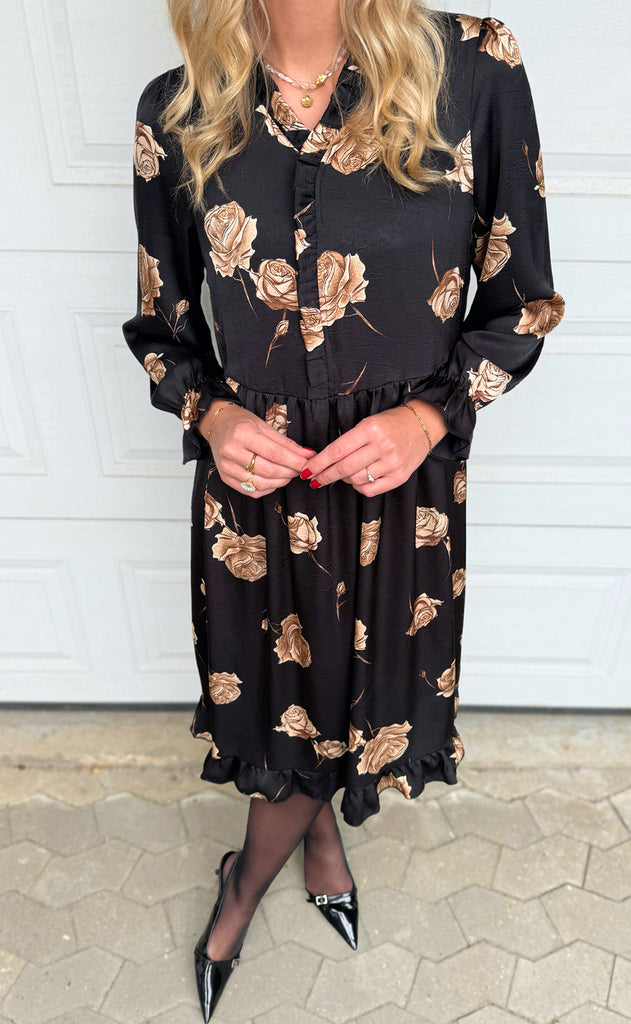 Say INA Copenhagen Kjole - Catja - Black W. Roses