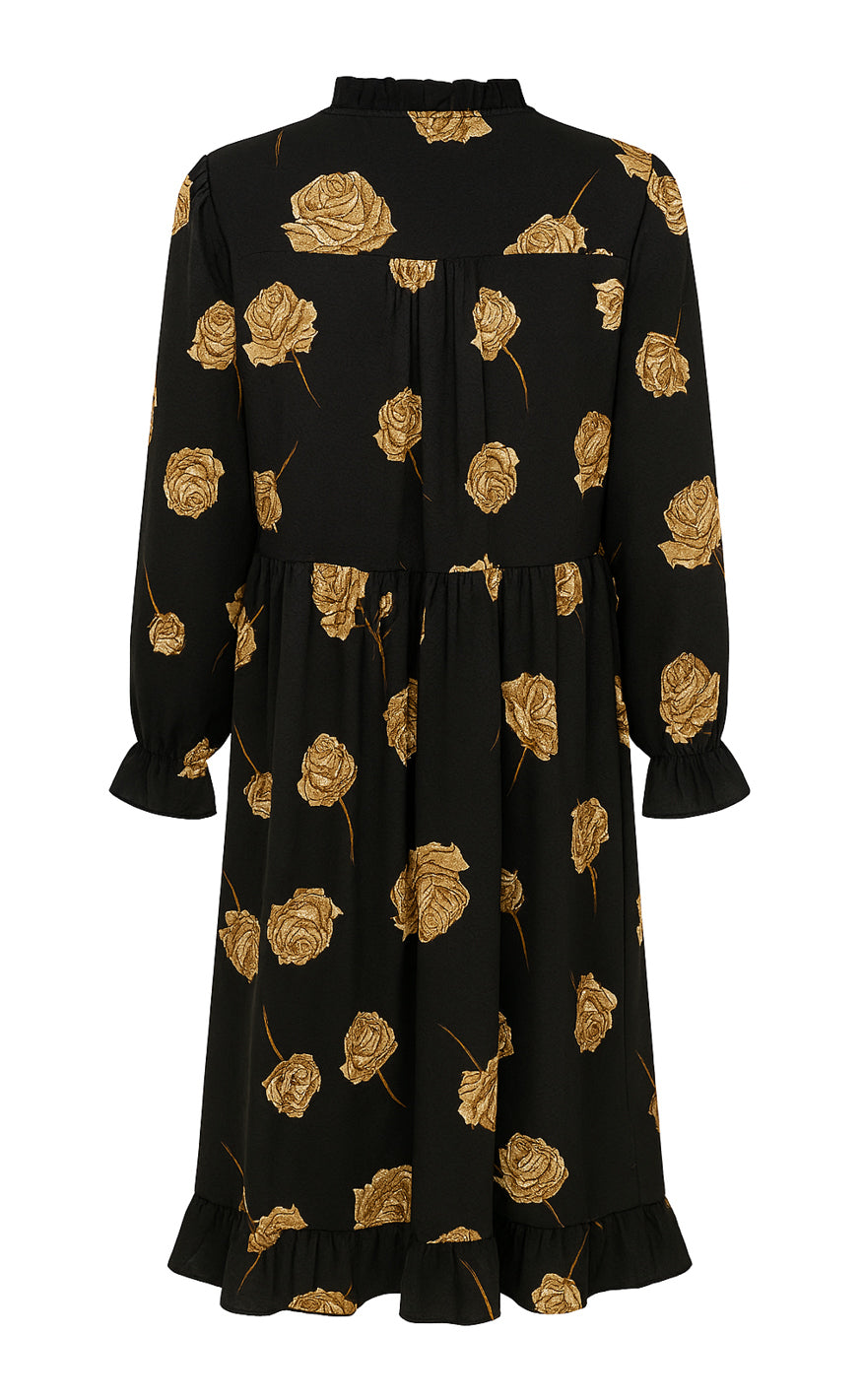 Say INA Copenhagen Kjole - Catja - Black W. Roses