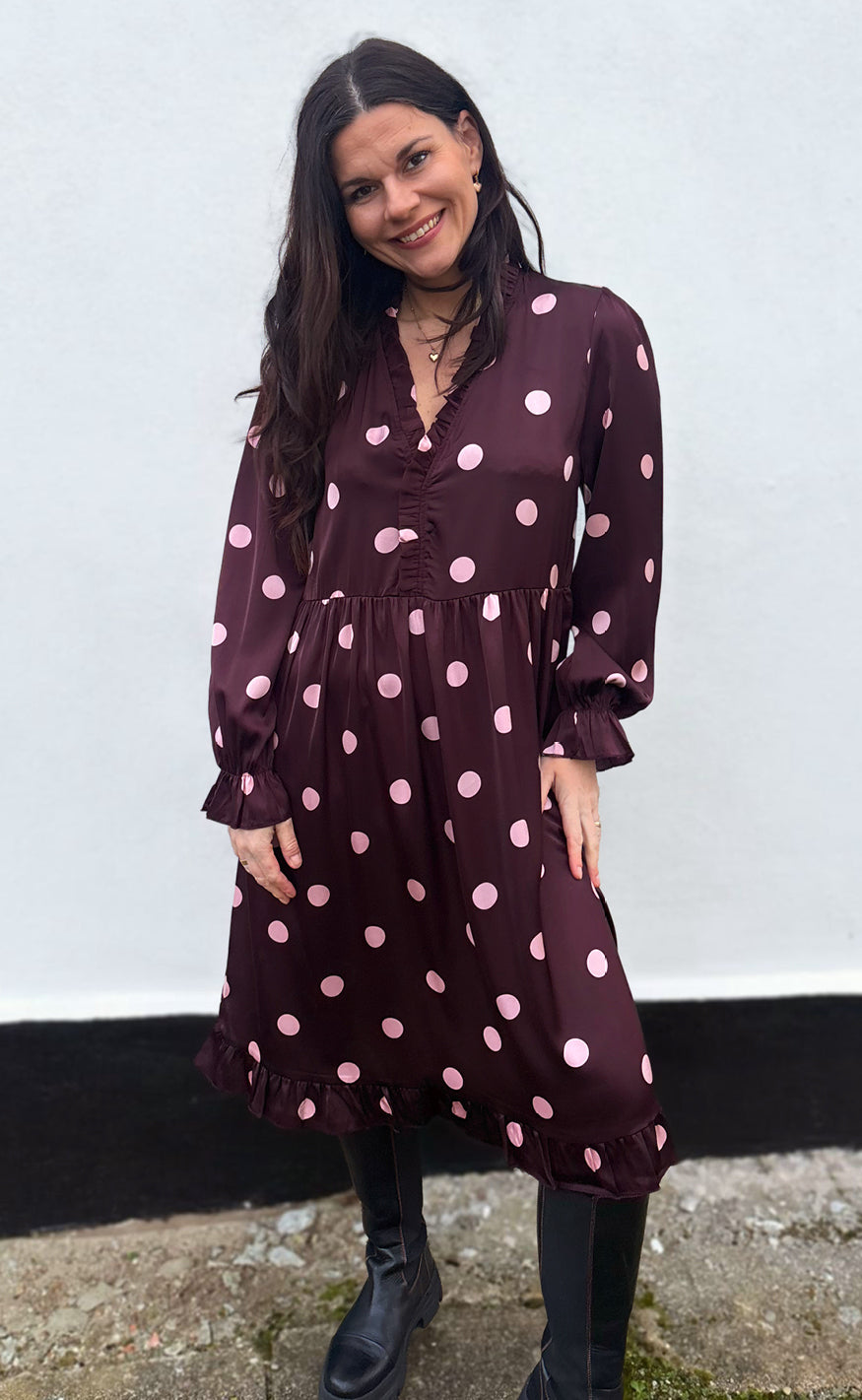 Say INA Copenhagen Kjole - Catja - Bordeaux W. Big Dots