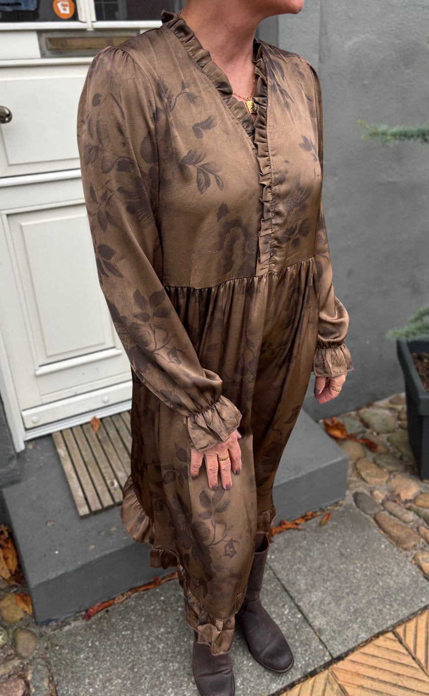 Say INA Copenhagen Kjole - Catja - Brown Flowers