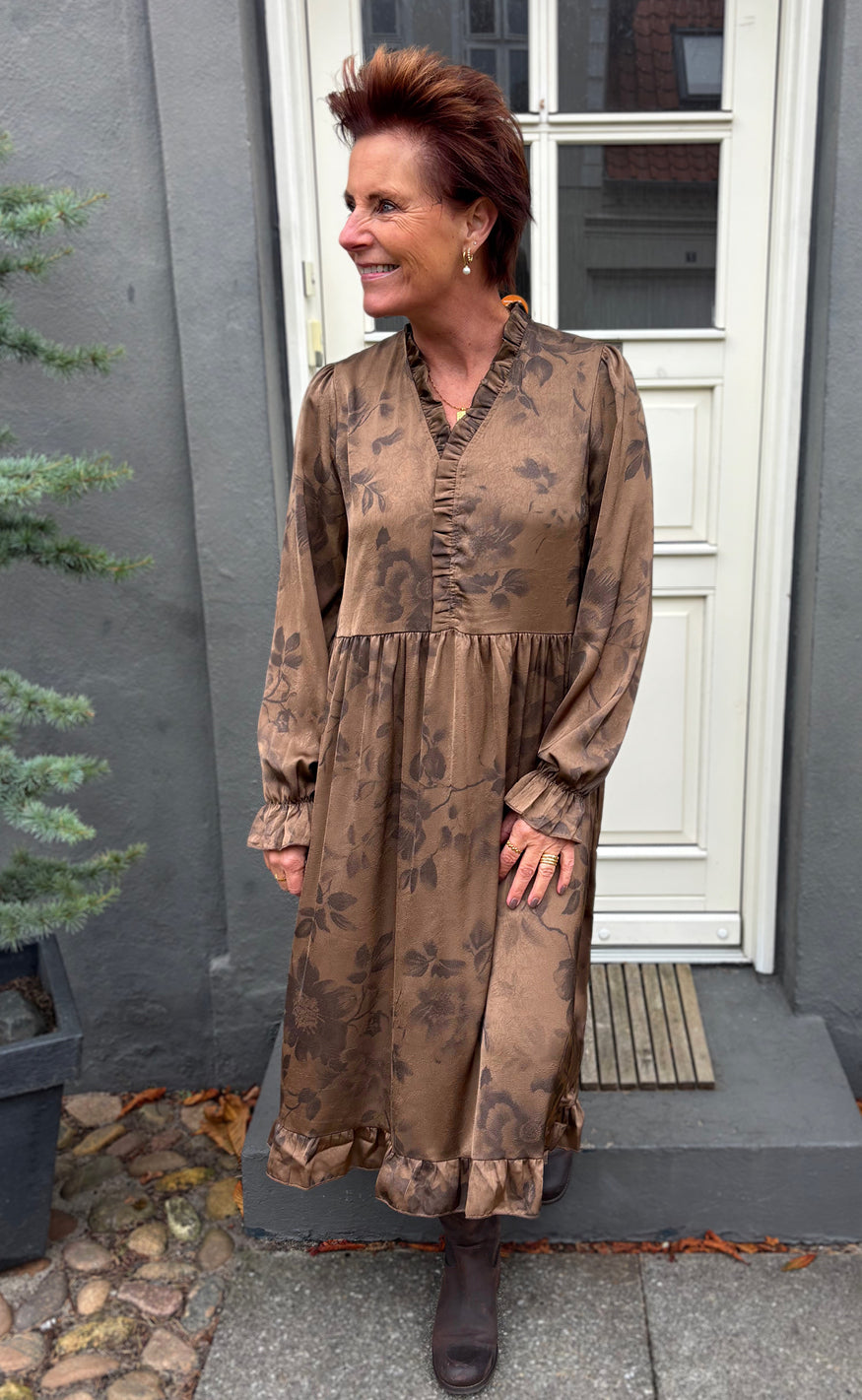Say INA Copenhagen Kjole - Catja - Brown Flowers