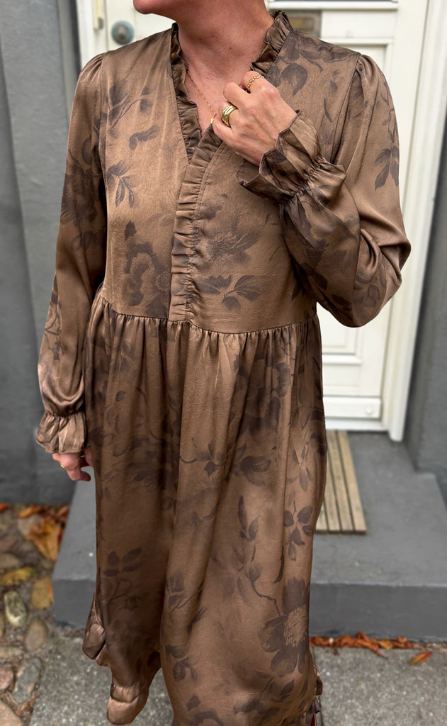Say INA Copenhagen Kjole - Catja - Brown Flowers