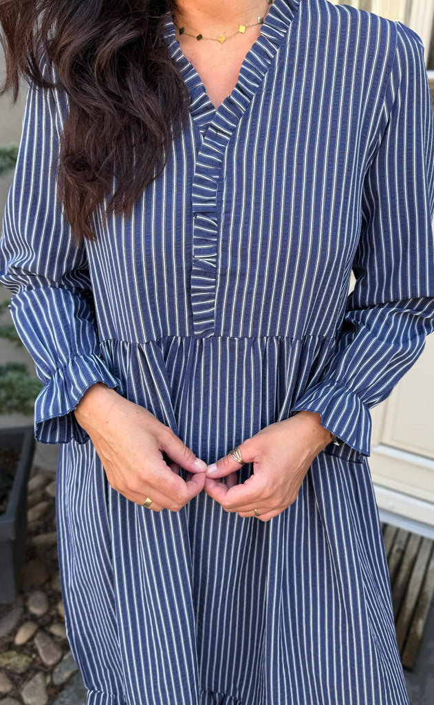 Say INA Copenhagen Kjole - Catja - Dark Blue Striped