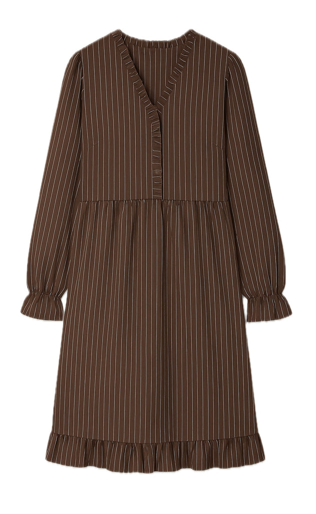 Say INA Copenhagen Kjole - Catja - Dark Brown Pinstripe