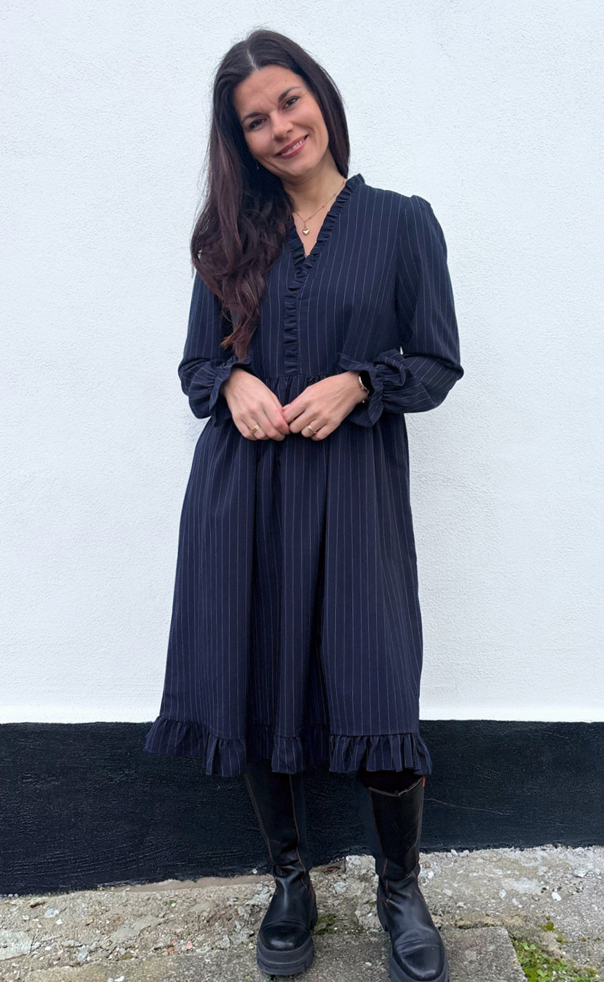 Say INA Copenhagen Kjole - Catja - Navy Blue Pinstripe