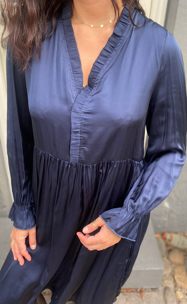 Say INA Copenhagen Kjole - Catja - Navy Blue Satin
