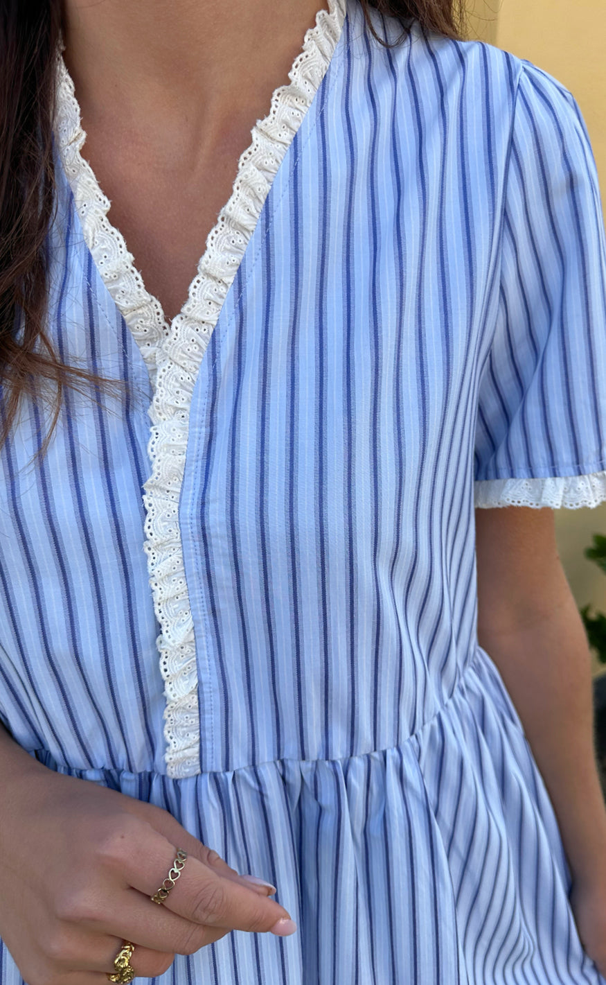 Say INA Copenhagen Kjole - Catja Summer - Blue Striped W. Lace
