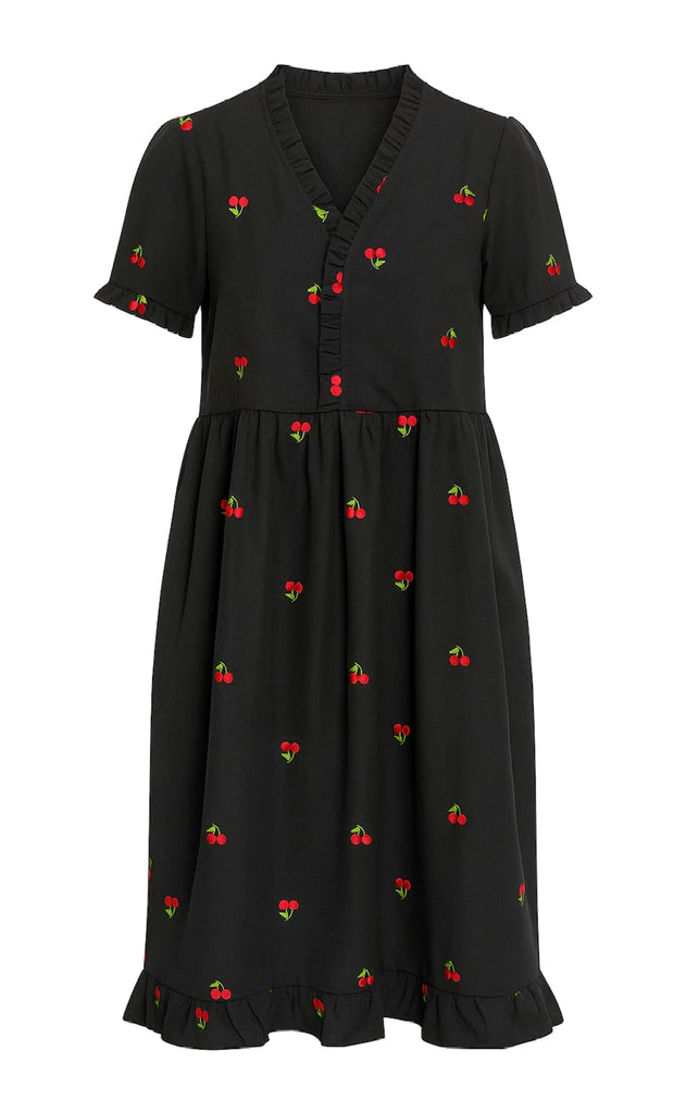 Say INA Copenhagen Kjole - Catja Summer Long - Black W. Cherries