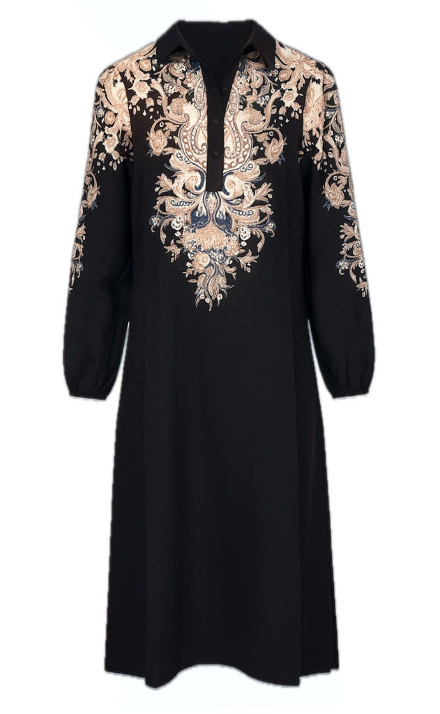 Say INA Copenhagen Kjole - Celeste LS - Black W. Paisley