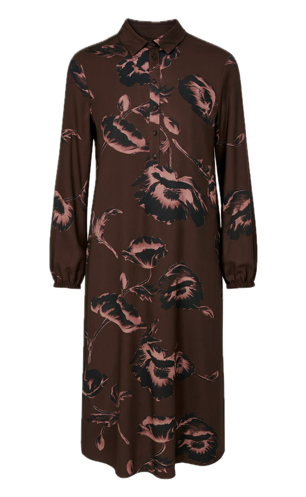 Say INA Copenhagen Kjole - Celeste LS - Dark Brown Flowers