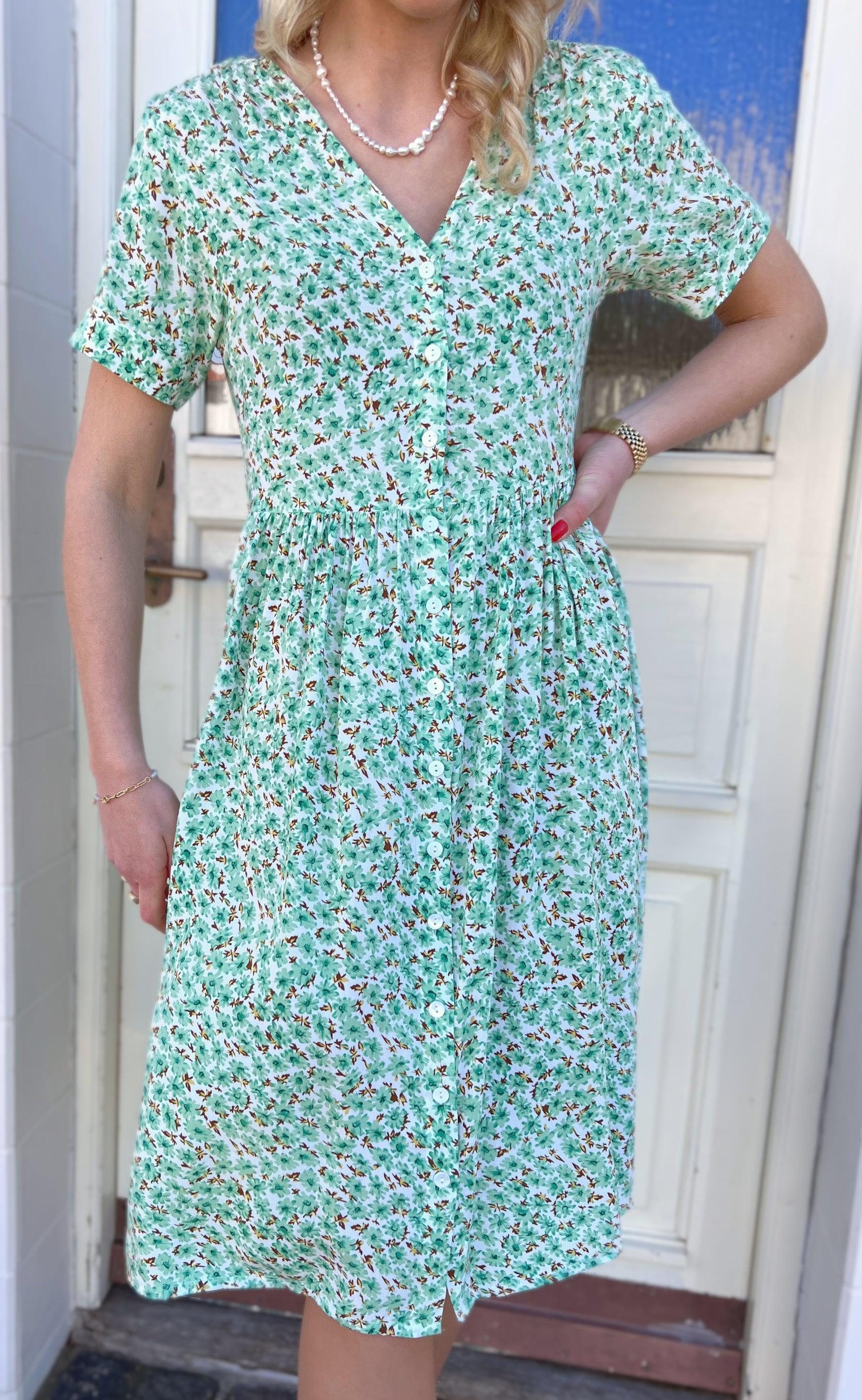 Say INA Copenhagen Kjole - Clara - Mint Green Flower