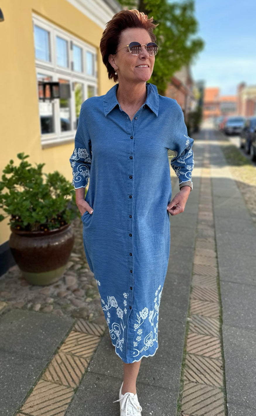 Say INA Copenhagen Kjole - Debbie - Light Blue W. Embroidery