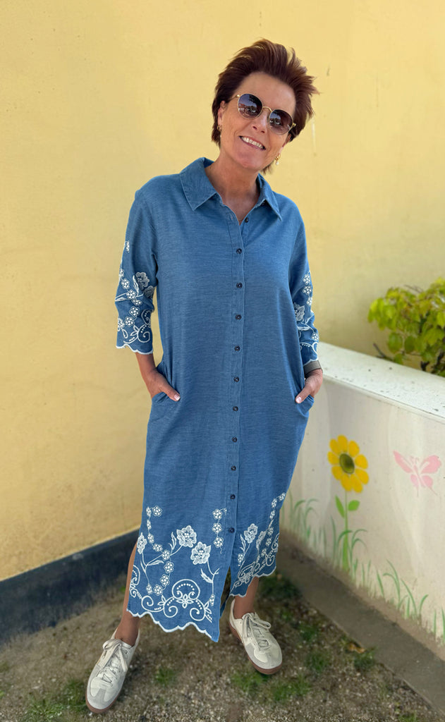 Say INA Copenhagen Kjole - Debbie - Light Blue W. Embroidery