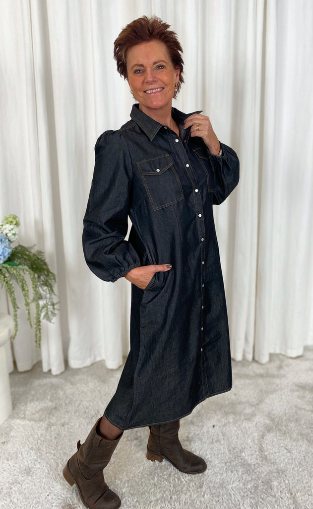 Say INA Copenhagen Kjole - Detia - Black Denim