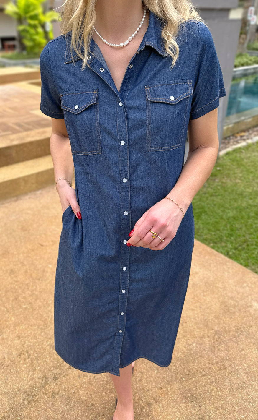 Say INA Copenhagen Kjole - Detia Summer - Denim Blue