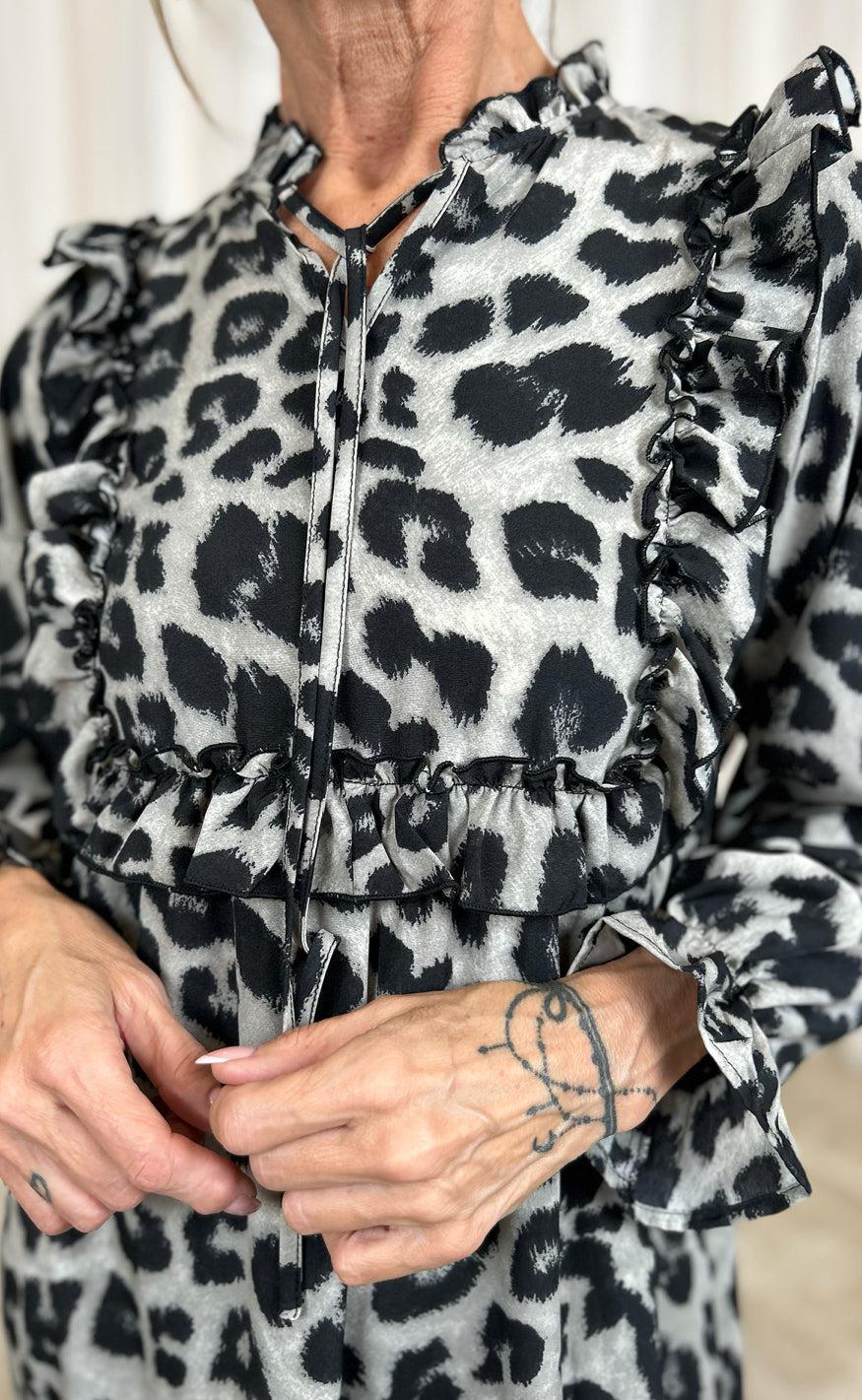 Say INA Copenhagen Kjole - Elina - Grey Leopard