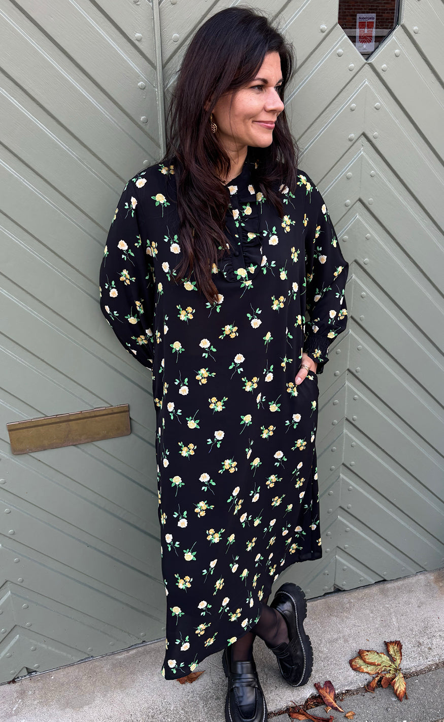 Say INA Copenhagen Kjole - Ella - Black W. Small Flowers