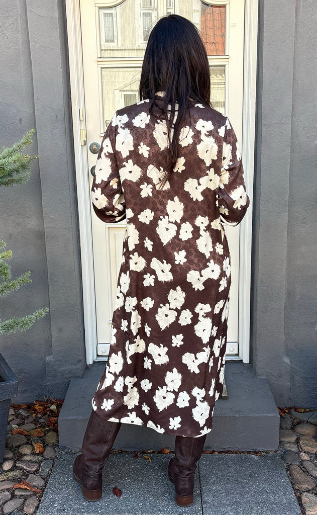 Say INA Copenhagen Kjole - Ella - Dark Brown W. White Flowers