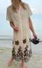 Say INA Copenhagen Kjole - Elvira - Beige W. Brown Embroidery
