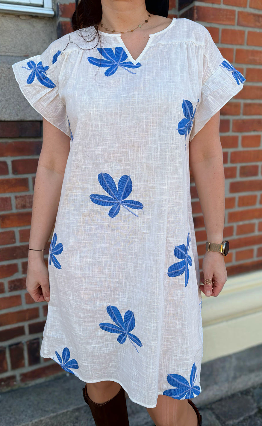 Say INA Copenhagen Kjole - Emma - Blue Leaf Embroidery
