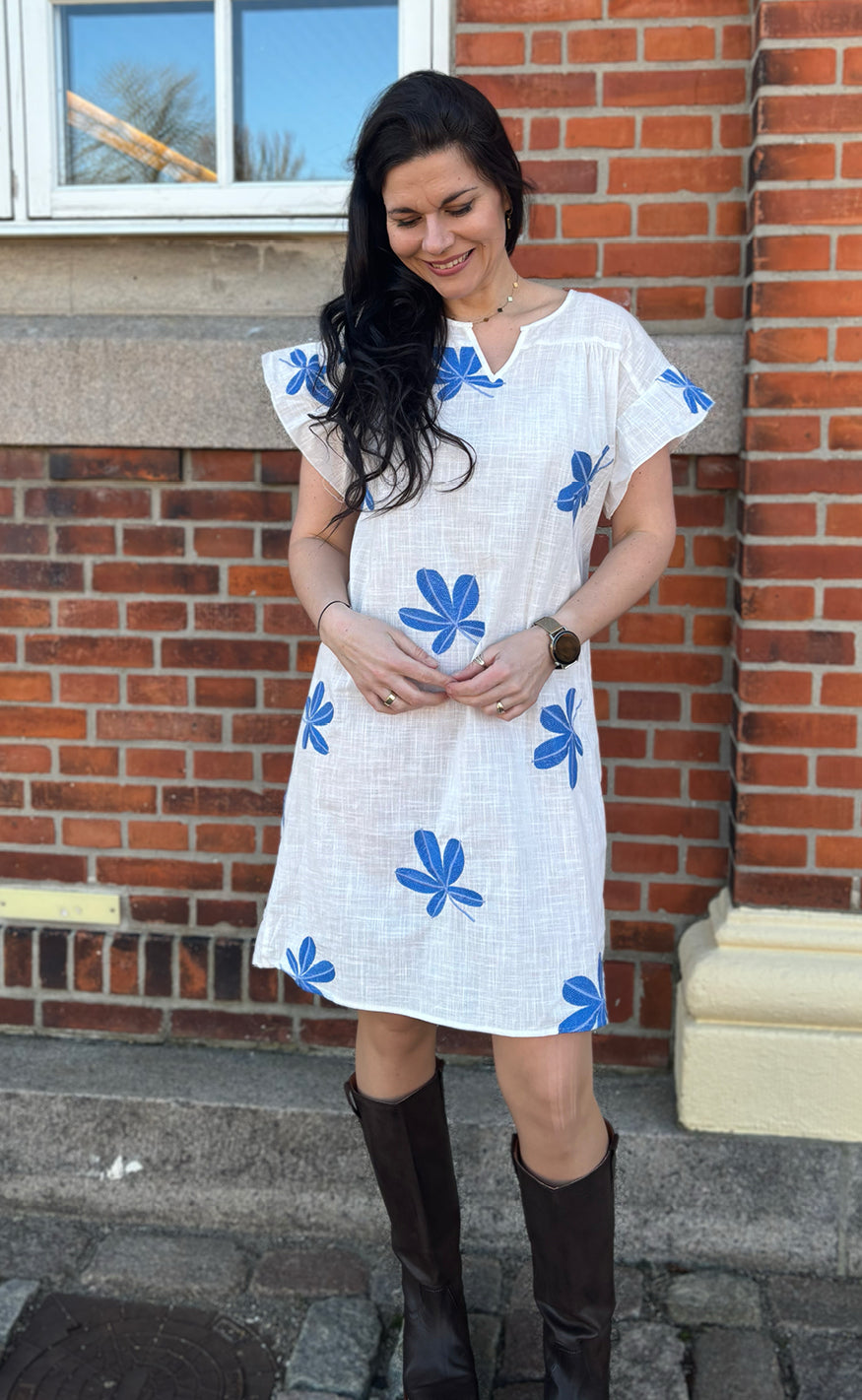 Say INA Copenhagen Kjole - Emma - Blue Leaf Embroidery