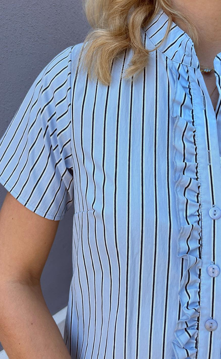 Say INA Copenhagen Kjole - Flora - Blue/Navy Striped