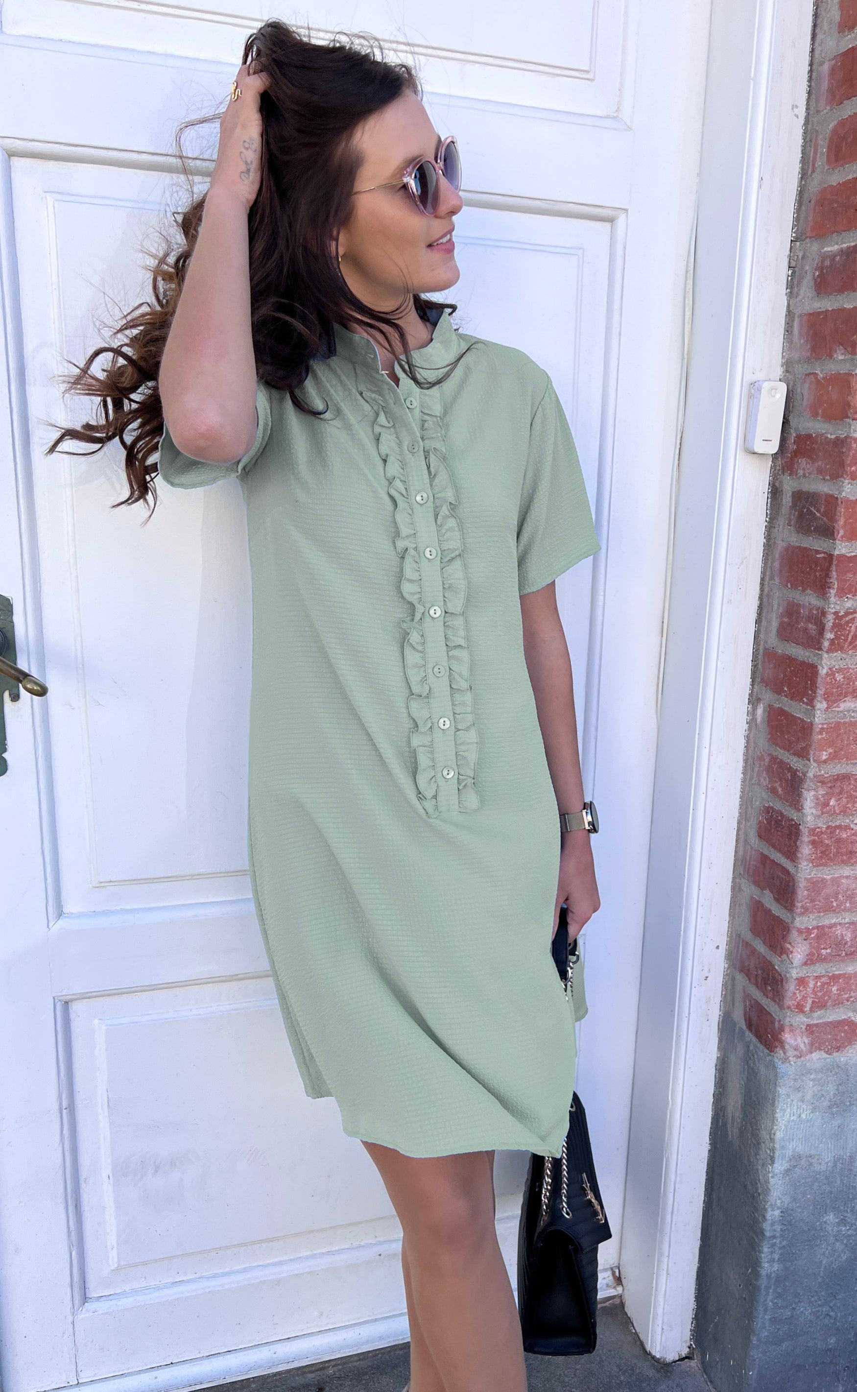 Say INA Copenhagen Kjole - Flora - Dusty Green