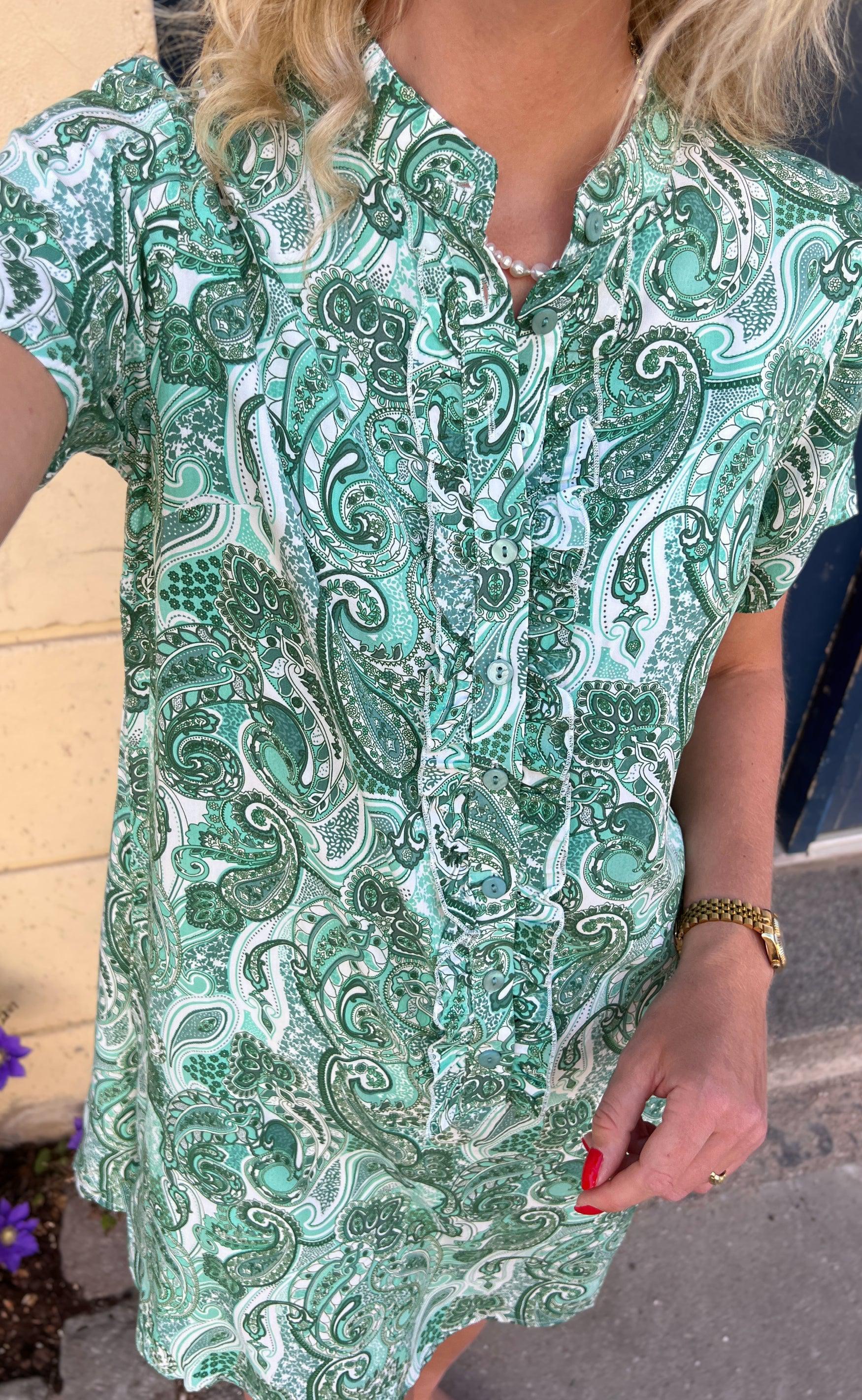 Say INA Copenhagen Kjole - Flora - Green Paisley