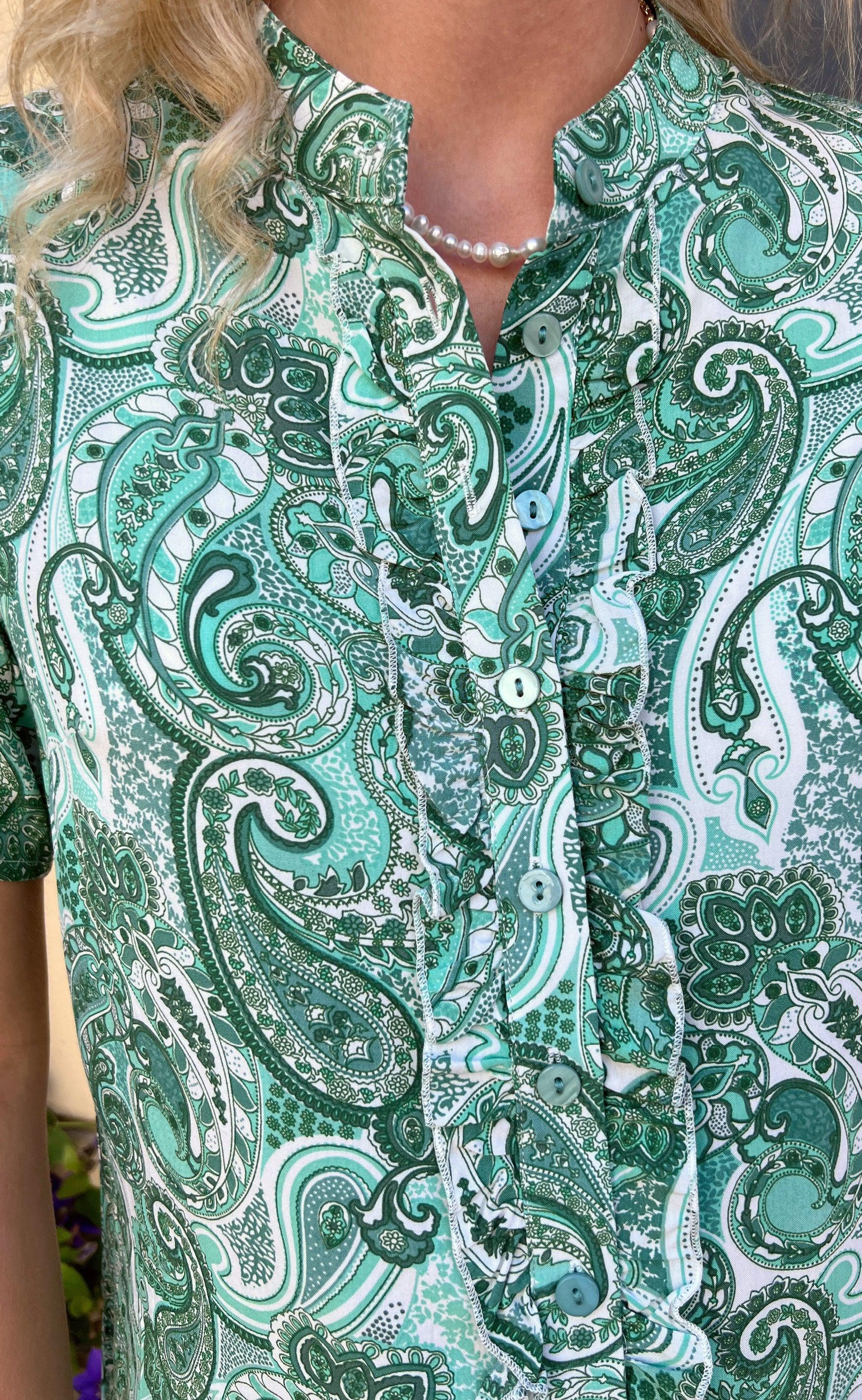 Say INA Copenhagen Kjole - Flora - Green Paisley