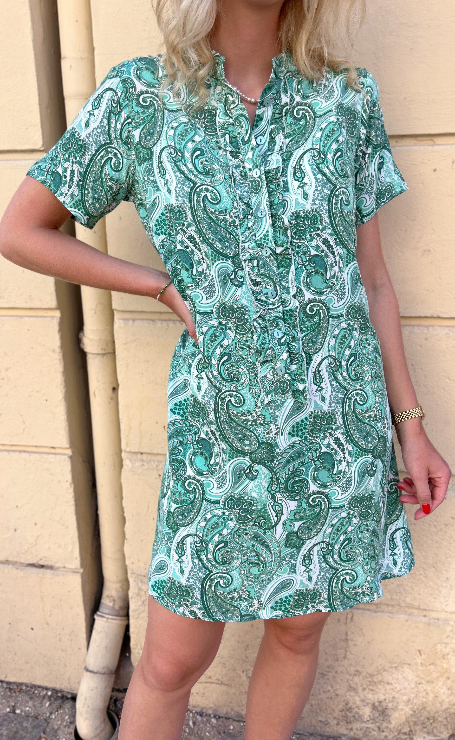 Say INA Copenhagen Kjole - Flora - Green Paisley