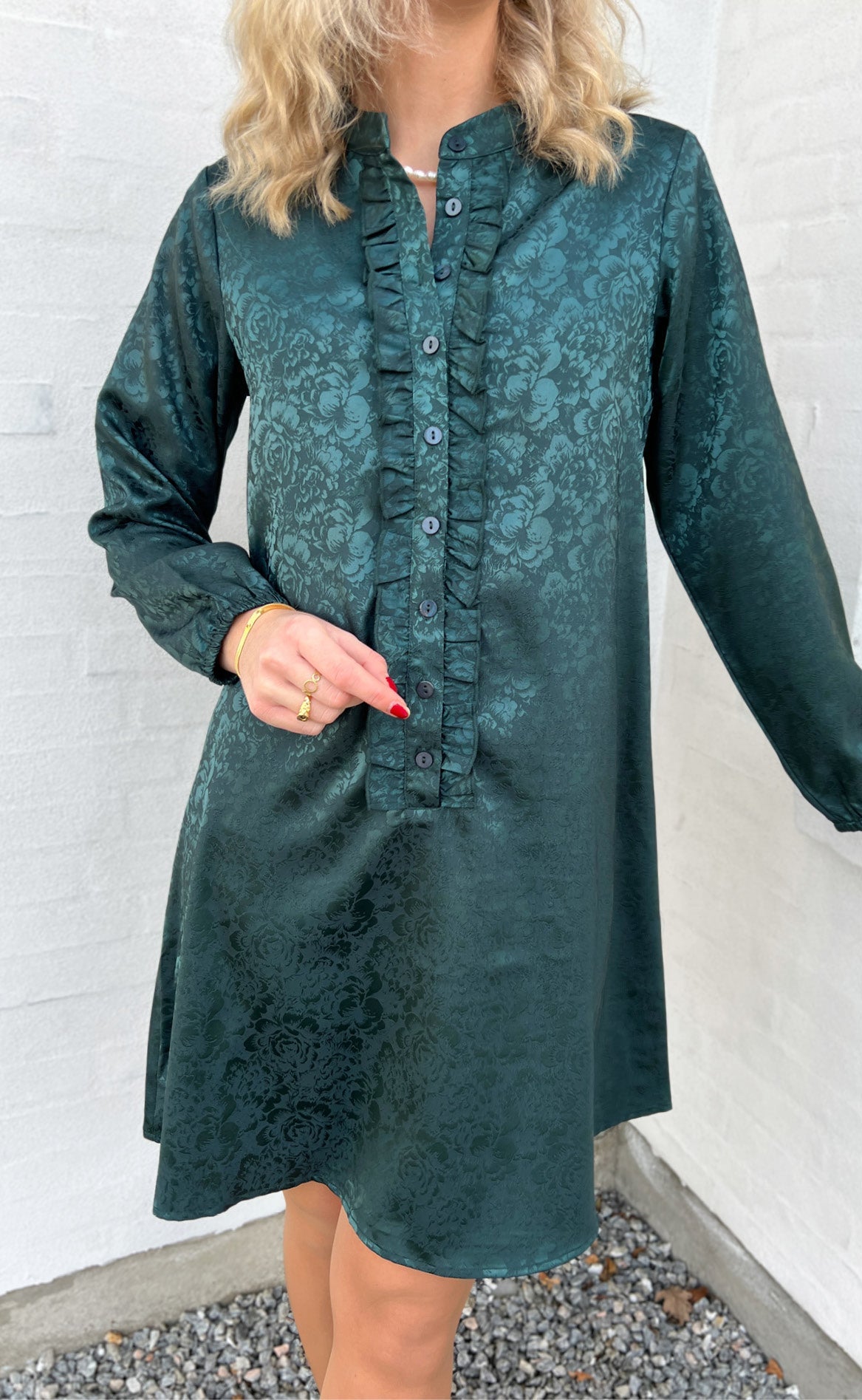 Say INA Copenhagen Kjole - Florina - Dark Green Flower