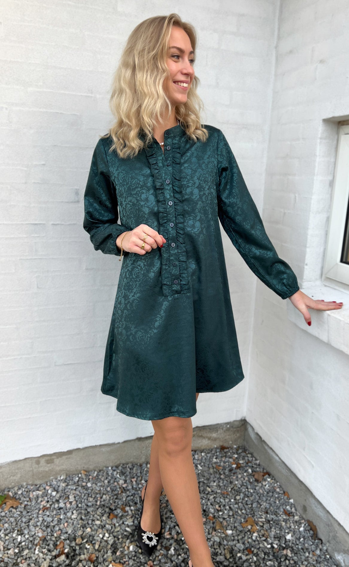 Say INA Copenhagen Kjole - Florina - Dark Green Flower