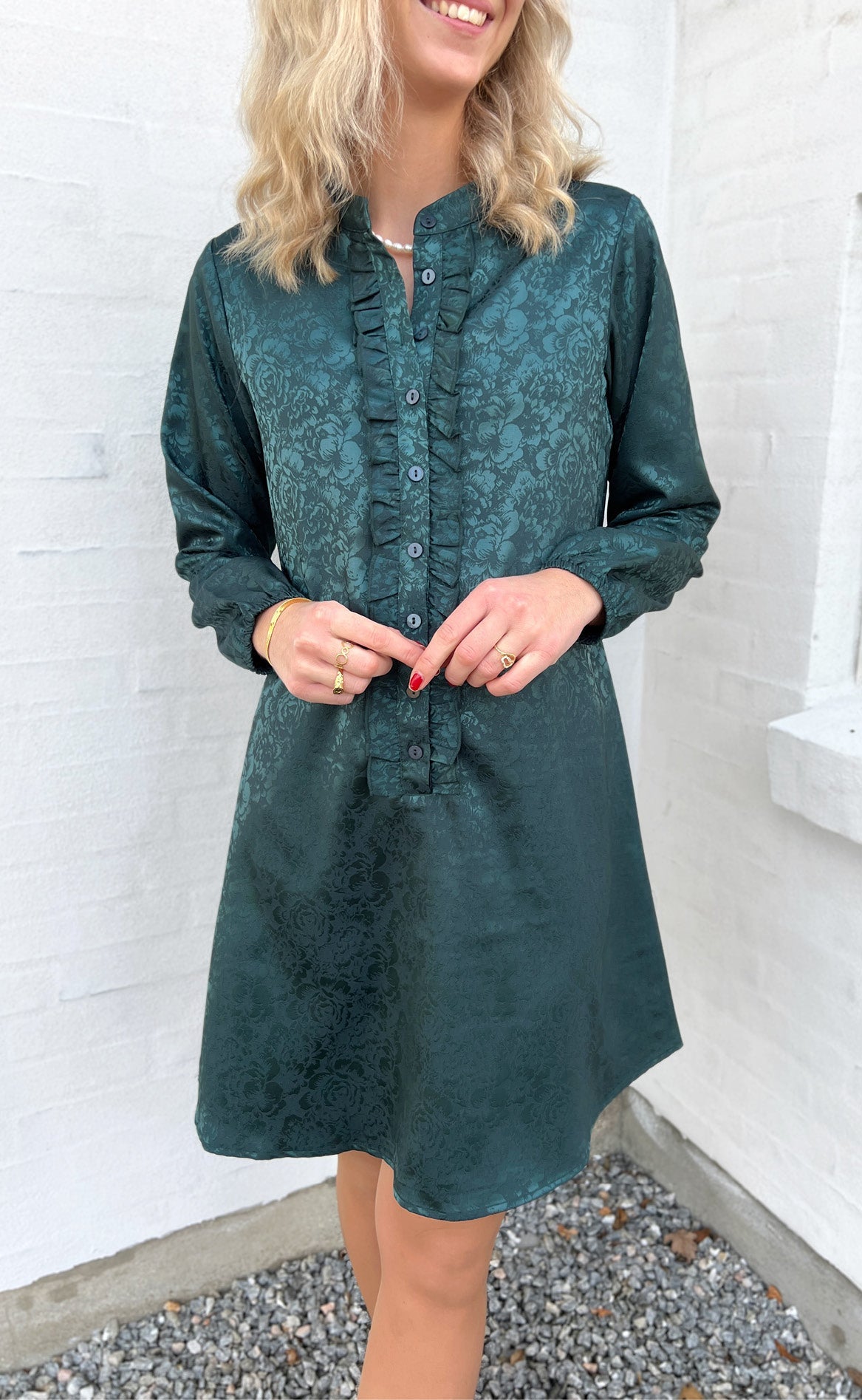 Say INA Copenhagen Kjole - Florina - Dark Green Flower