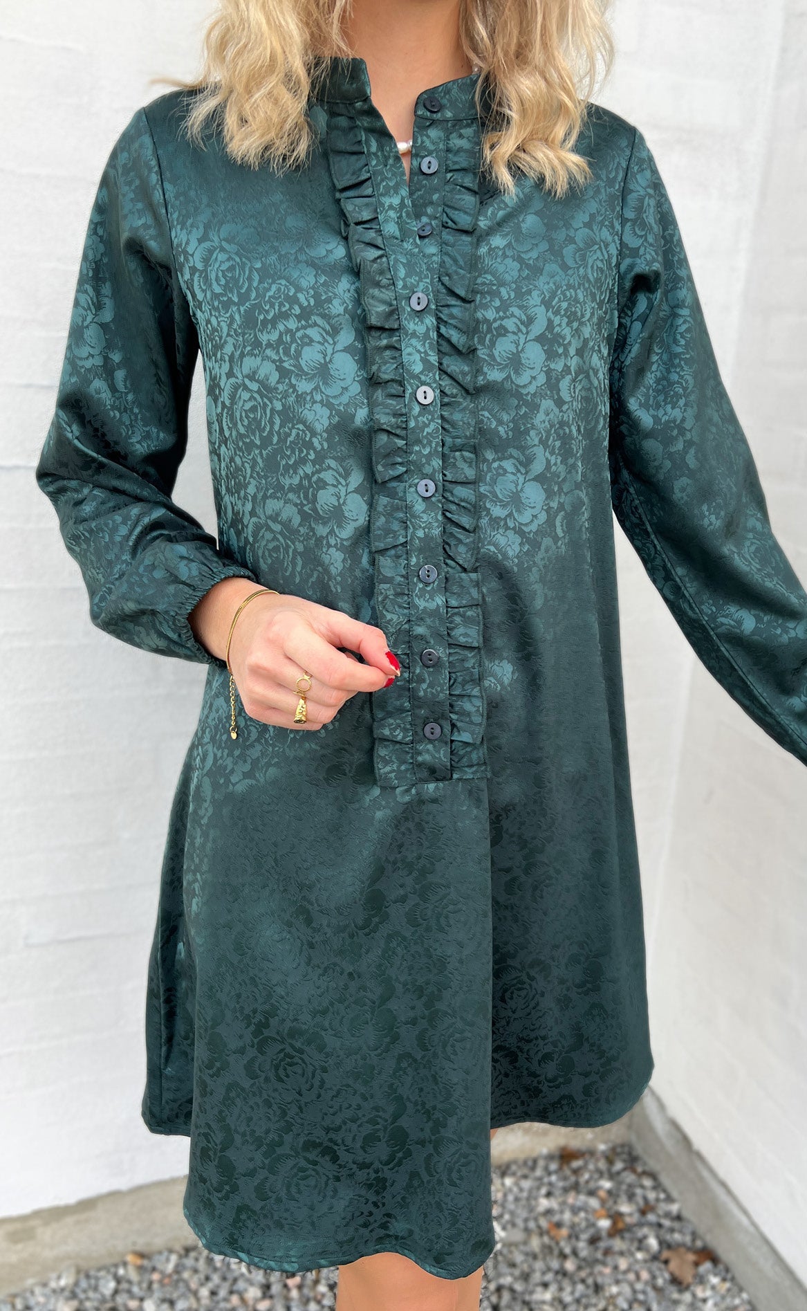 Say INA Copenhagen Kjole - Florina - Dark Green Flower