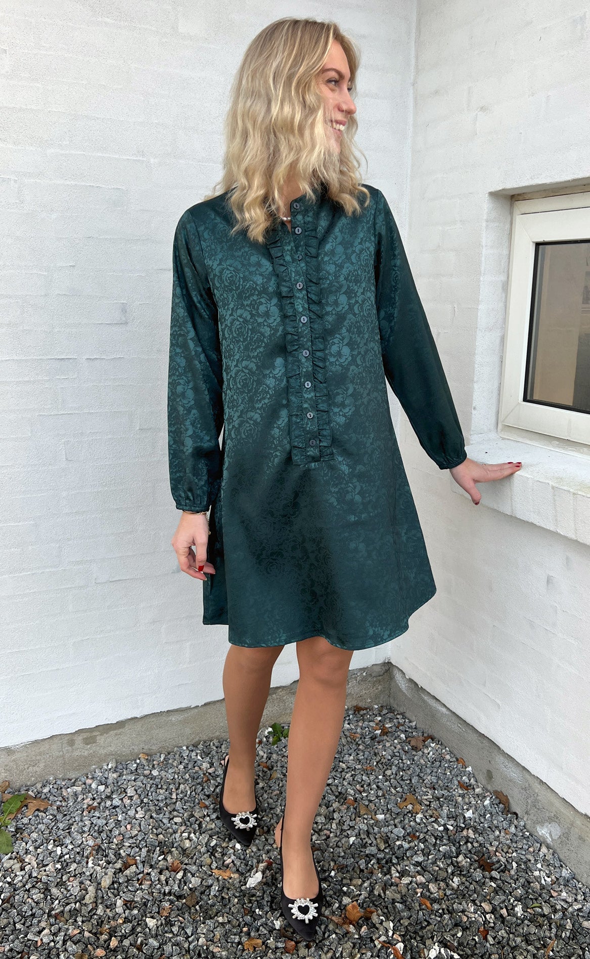 Say INA Copenhagen Kjole - Florina - Dark Green Flower